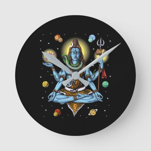 Shiva Meditation Runde Wanduhr (Vorderseite)