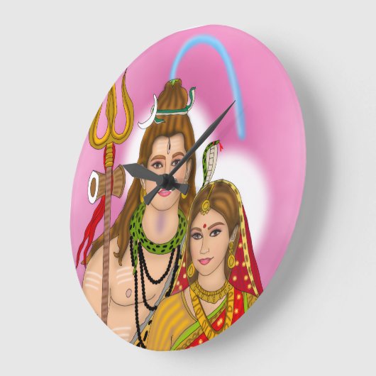 Shiva Parvati Clock Große Wanduhr (Winkel)