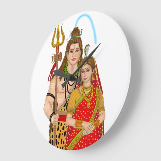 Shiva Parvati Clock Große Wanduhr (Winkel)