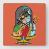 Shiva Parvati Divine Clock  Quadratische Wanduhr (Vorderseite)