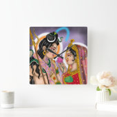 Shiva Parvati Wall Clock Quadratische Wanduhr (Zuhause)