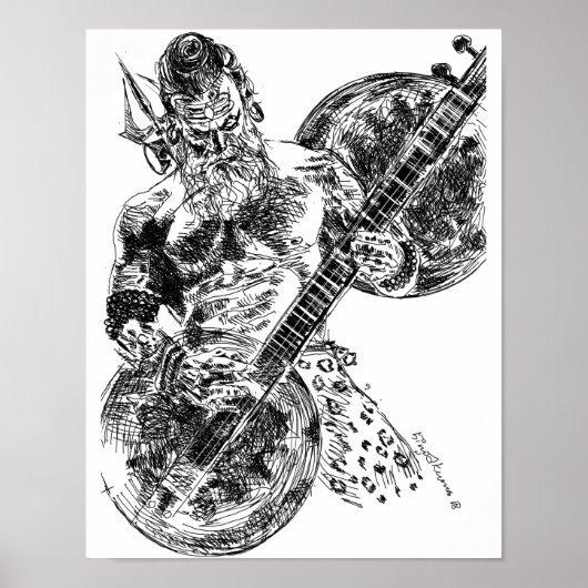Shiva Playing Sitar Poster (Vorne)