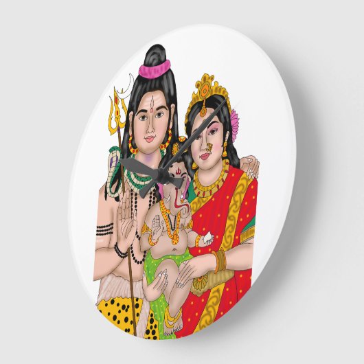 Shiva’s Family Clock Große Wanduhr (Winkel)