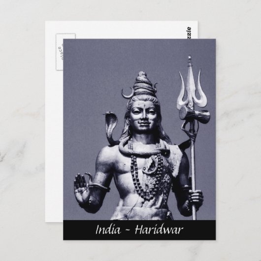 Shiva Statue, Deity Haridwar / Indien Postkarte (Vorne/Hinten)