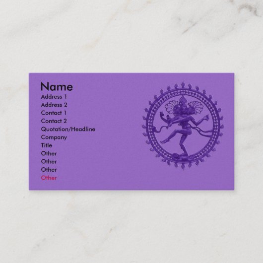 Shiva Tanz Visitenkarte (Vorderseite)