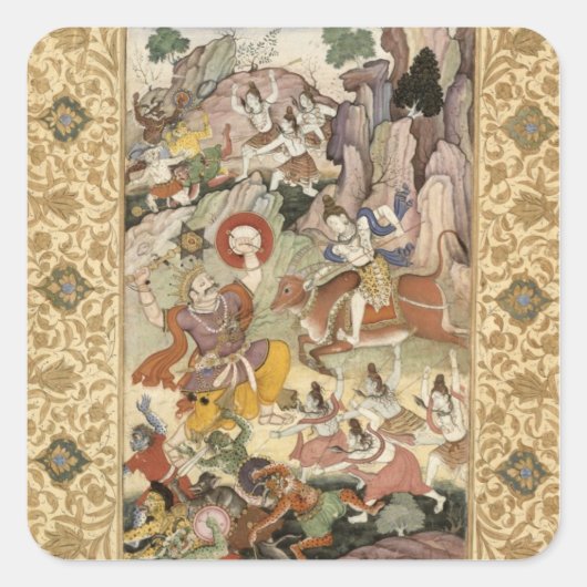 Shiva tötet den Dämon Andhaka, c.1585-90 Quadratischer Aufkleber (Vorderseite)