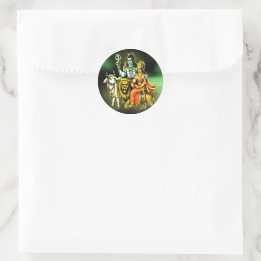SHIVA UND PARVATHI RUNDER AUFKLEBER (Tasche)