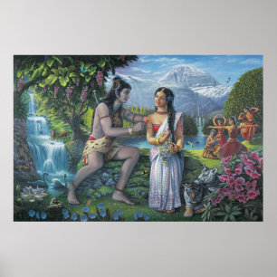 Shiva und Parvati -36 x 24 Zoll. Druck Poster
