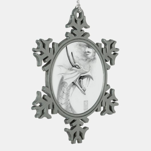 Shivan Drache-Skizze-Verzierung Schneeflocken Zinn-Ornament (Links)