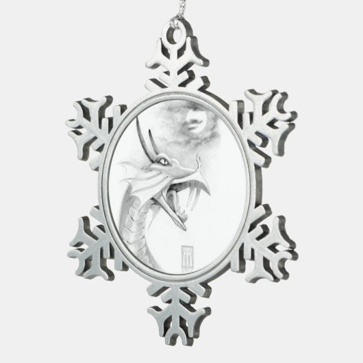 Shivan Drache-Skizze-Verzierung Schneeflocken Zinn-Ornament (Rechts)