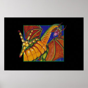 Shivan Dragon druckt schwarz Poster