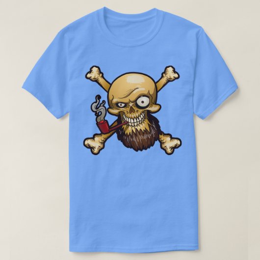 Shiver Me Timbers Pirate Skull mit Rauchpfeife T-Shirt (Design vorne)