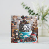 SHIVER ME TIMBERS PIRATES THEMED BIRTHDAY CAKE EINLADUNG (Stehend Vorderseite)