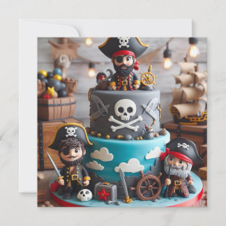SHIVER ME TIMBERS PIRATES THEMED BIRTHDAY CAKE EINLADUNG
