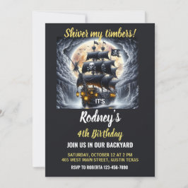 Shiver My Timbers Pirate Theme Birthday Invitation Einladung