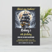 Shiver My Timbers Pirate Theme Birthday Invitation Einladung (Stehend Vorderseite)