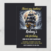 Shiver My Timbers Pirate Theme Birthday Invitation Einladung (Vorne/Hinten)