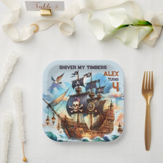 Shiver My Timbers Pirate Theme Pappteller (Hochzeit)