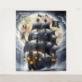 Shiver My Timbers Skull and Crossbones Pirate Wandteppich