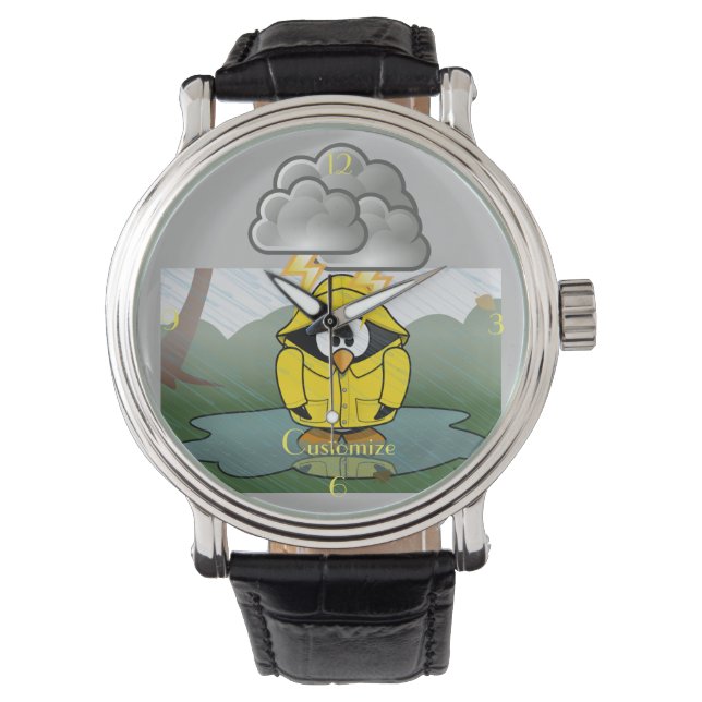 Shivering Rainy Day Pinguin Thunder_Cove Armbanduhr (Vorderseite)