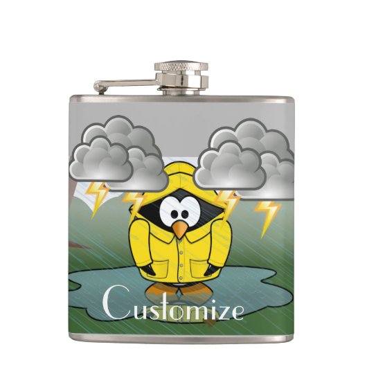 Shivering Rainy Day Pinguin Thunder_Cove Flachmann (Vorderseite)