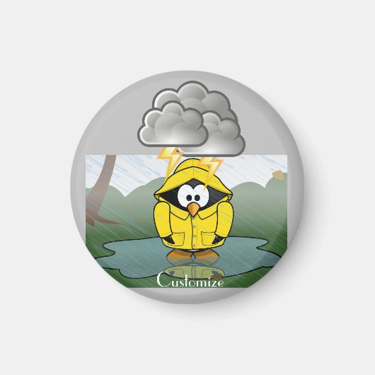 Shivering Rainy Day Pinguin Thunder_Cove Magnet (Vorne)