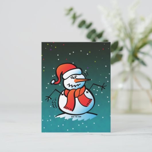 Shivering Snowman Postkarte (Stehend Vorderseite)