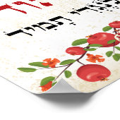 Shiviti Hebrew Text Pomegranates Art Poster (Ecke)
