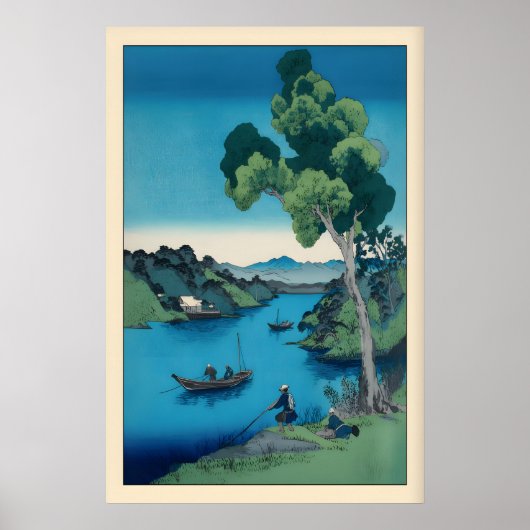 Shizuka na Minamo Print, Peaceful Bay Scene Poster (Vorne)