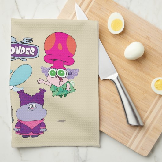 Shnitzel, Mung, Chowder und Truffles Geschirrtuch (Viertel Falte)