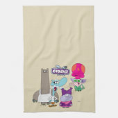 Shnitzel, Mung, Chowder und Truffles Geschirrtuch (Vertikal)