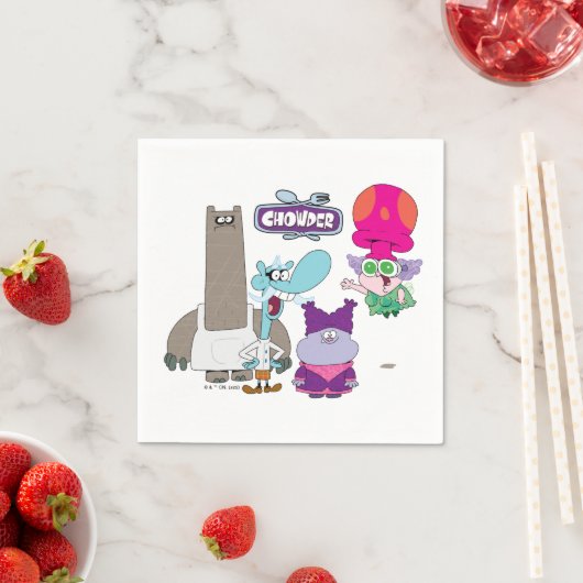 Shnitzel, Mung, Chowder und Truffles Serviette (Beispiel)