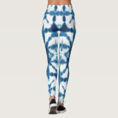 Shobori Blue Gefärbte Krawatte Print Pattern Leggings (Rückseite)