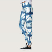 Shobori Blue Gefärbte Krawatte Print Pattern Leggings (Links)