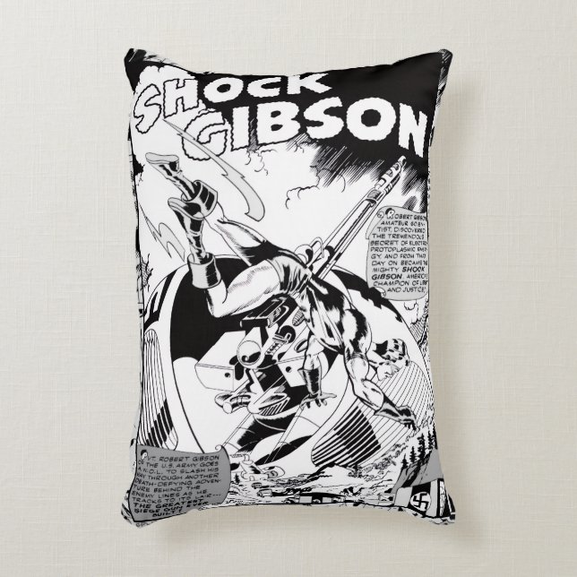 'SHOCK Gibson' Action Comic Strip Kissen (Vorderseite(Vertikal))