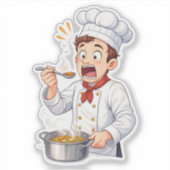 Shocked Chef Tasting Hot Custom-Cut Vinyl Sticker (Vorderseite)