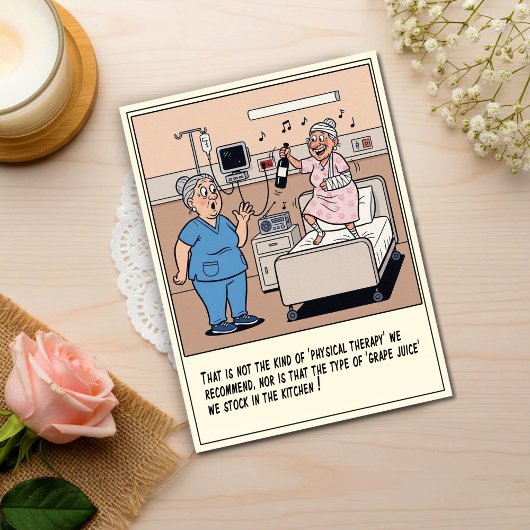 Shocked Nurse Watches Patient Dance Get Well Postkarte