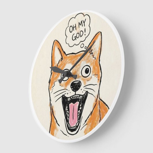 Shocked Shiba Inu "OH MY GOD"Surprise Meme Sticker Große Wanduhr (Winkel)