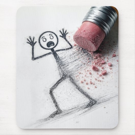 Shocked Stick Figure Man with Eraser Mousepad (Vorne)