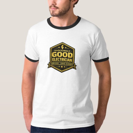 Shockingly Good Electrician Gold Badge Certified T-Shirt (Vorderseite)