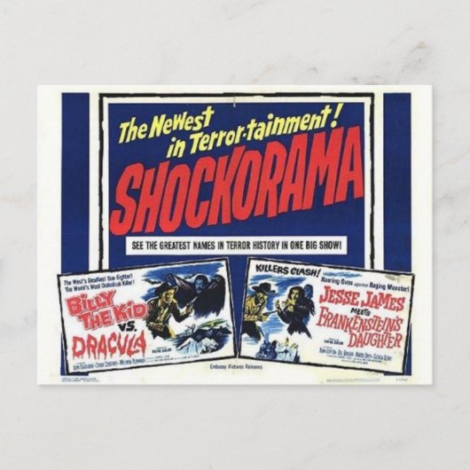 Shockorama Doppel-Dracula MFrankenstein Postkarte (Vorderseite)