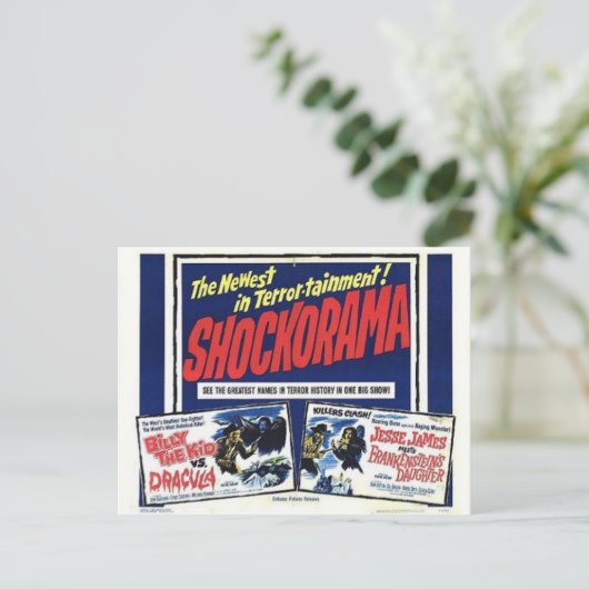 Shockorama Double dracula mfrankenstein Postkarte (Stehend Vorderseite)