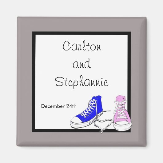 Shoe Blue/Pink Wedding Magnet Gefallen (Vorne)