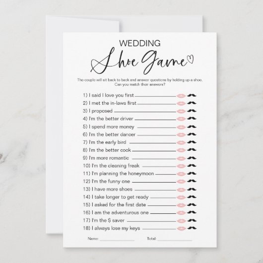 Shoe-Brautparty-Spiel Hochzeit Einladung (Vorderseite)
