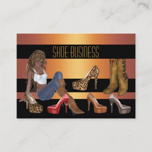 Shoe Business Card Gold Black Visitenkarte (Vorderseite)