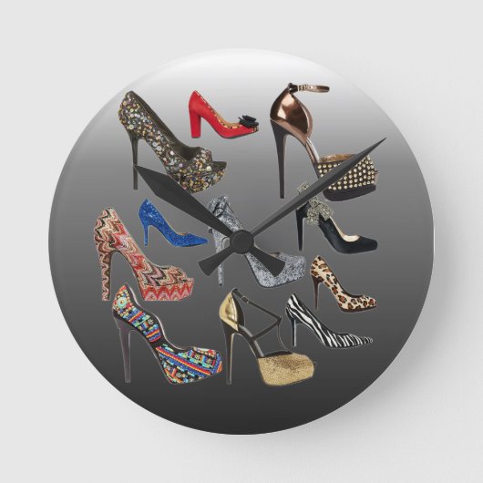 Shoe High Heels Collage Customize Runde Wanduhr (Vorderseite)