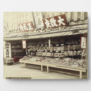 Shoe Shop in Kyoto, c.1890 (handfarbenes Foto) Fotoplatte