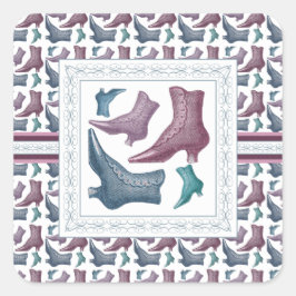 Shoe Store, Schuhe Vintagen Viktorianische Stiefel Quadratischer Aufkleber