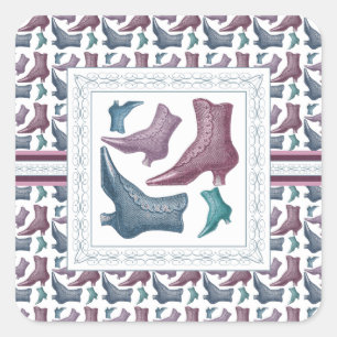 Shoe Store, Schuhe Vintagen Viktorianische Stiefel Quadratischer Aufkleber