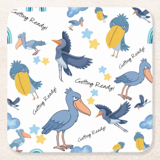 Shoebill Baby Shower Napkins Rechteckiger Pappuntersetzer (Vorderseite)
